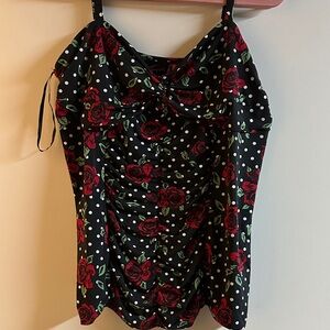 Torrid Black and Red Rose Camisole